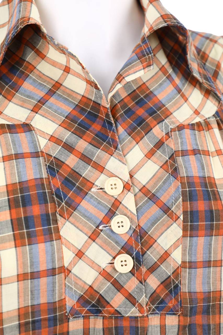 Carou VINTAGE Bluse mit Tartan-Muster Online Shopping