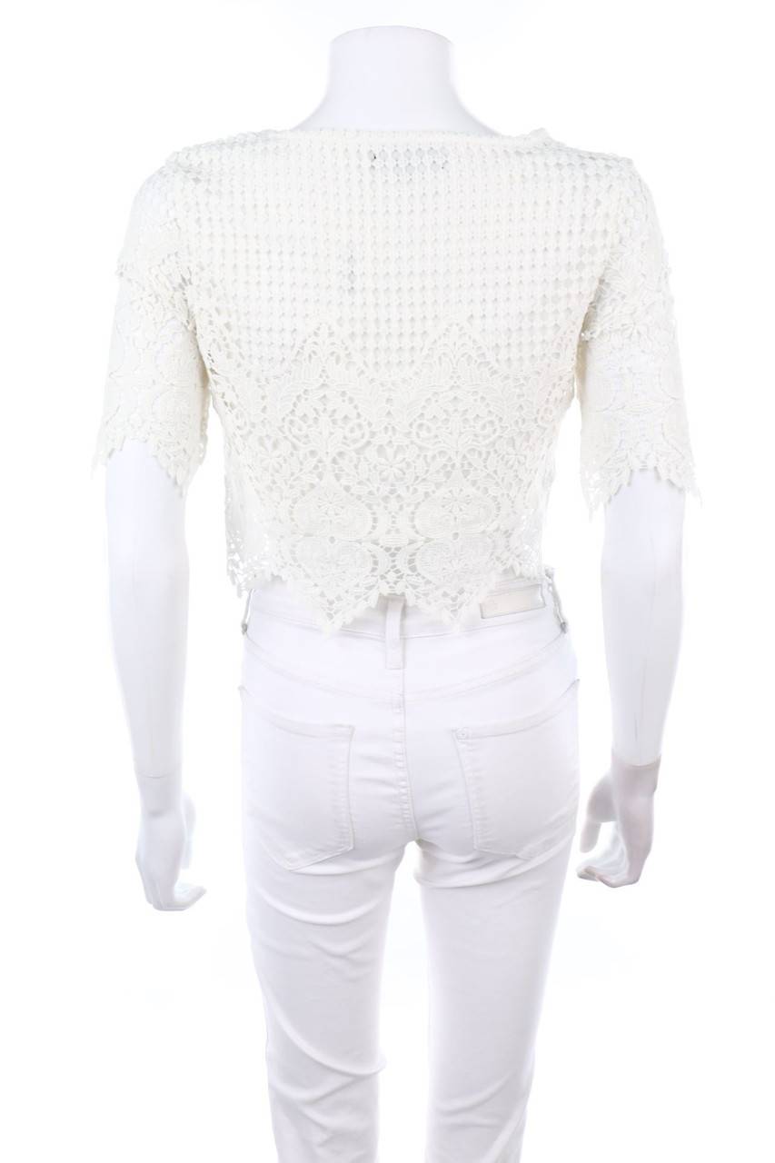 Carou NEW LOOK Cropped-Kurzarm-Bluse aus Spitze Letzter Tag