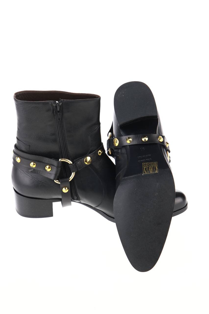 Carou GRANDINETTI Leder-Stiefeletten mit Nieten Im Verkauf