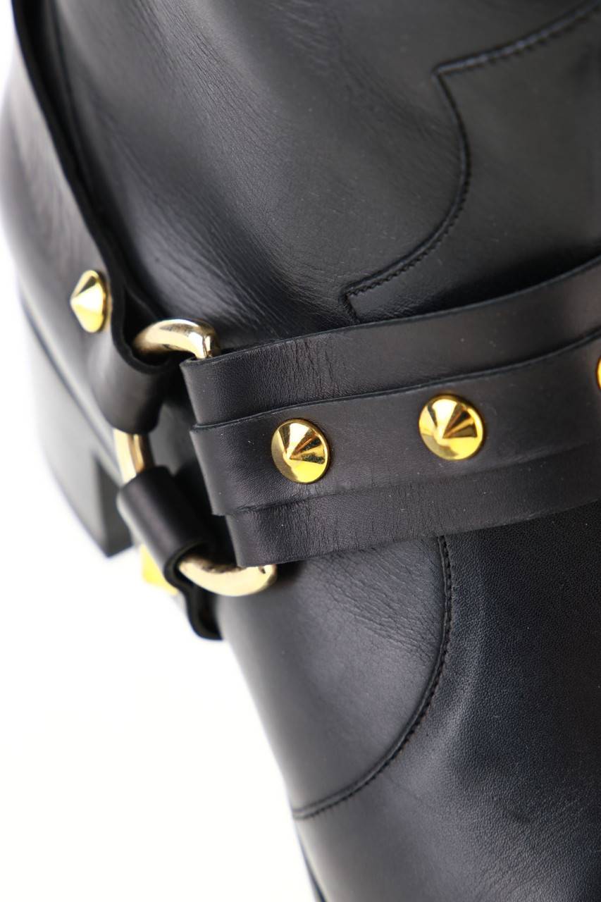 Carou GRANDINETTI Leder-Stiefeletten mit Nieten Im Verkauf