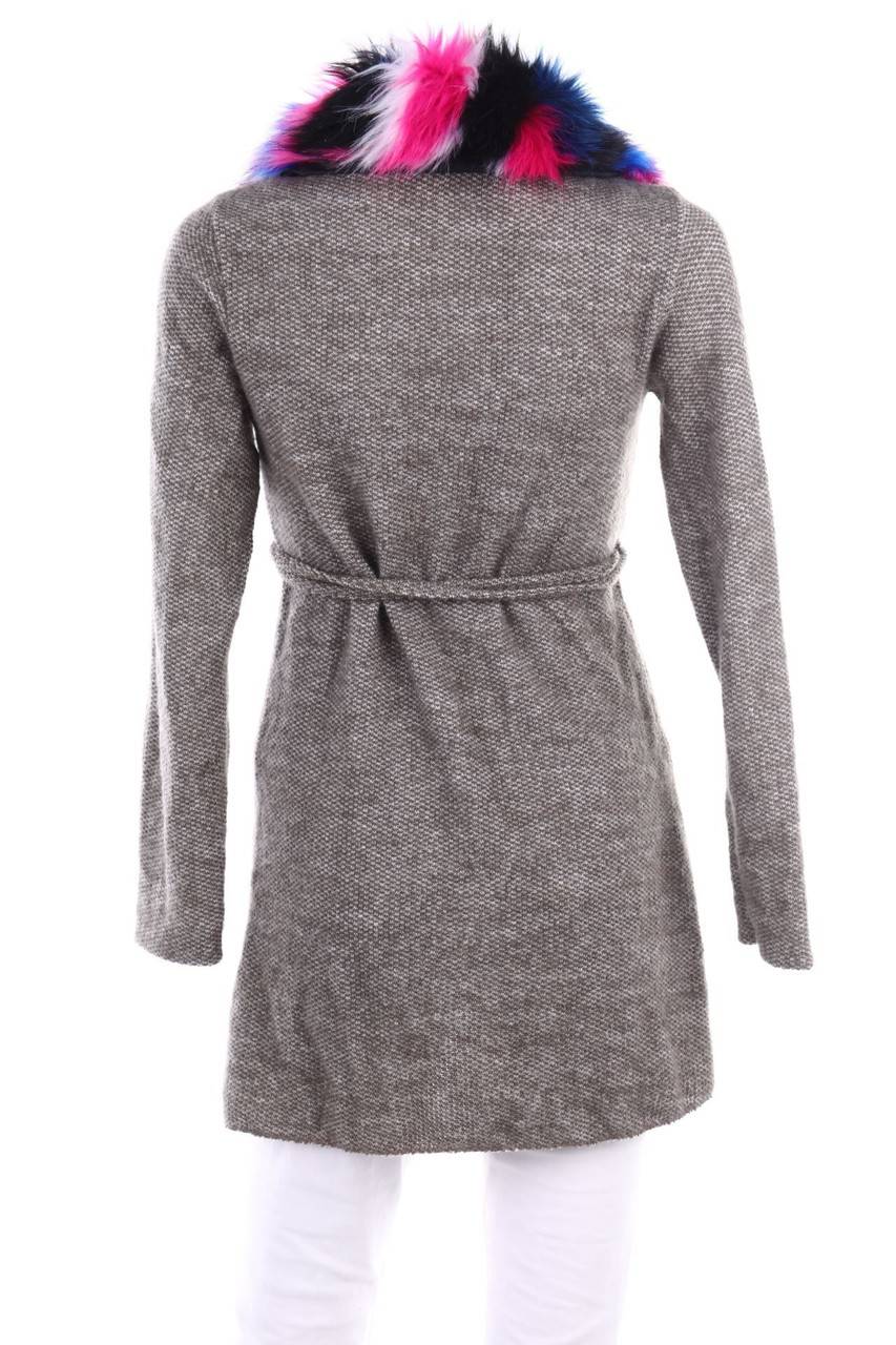 Carou Ohne Label Wickel-Cardigan mit Fake Fur-Besatz Online
