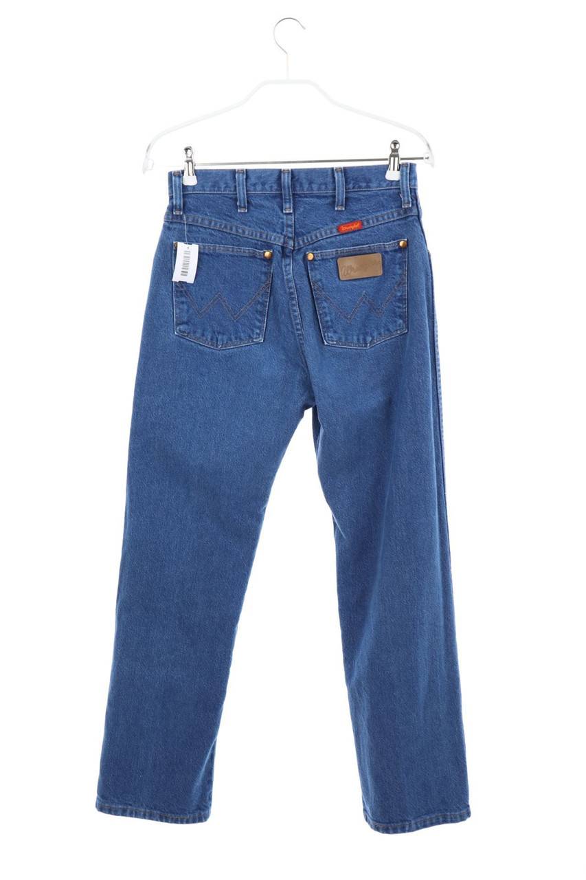 Carou WRANGLER Raw Denim Straight Cut Jeans mit Logo-Patch im Angebot