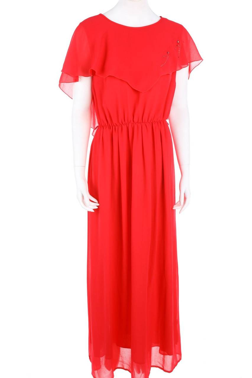 Carou HÖPFNER Vintage-Maxi-Abendkleid mit Volants 50% Rabatt mit kostenlosem Versand