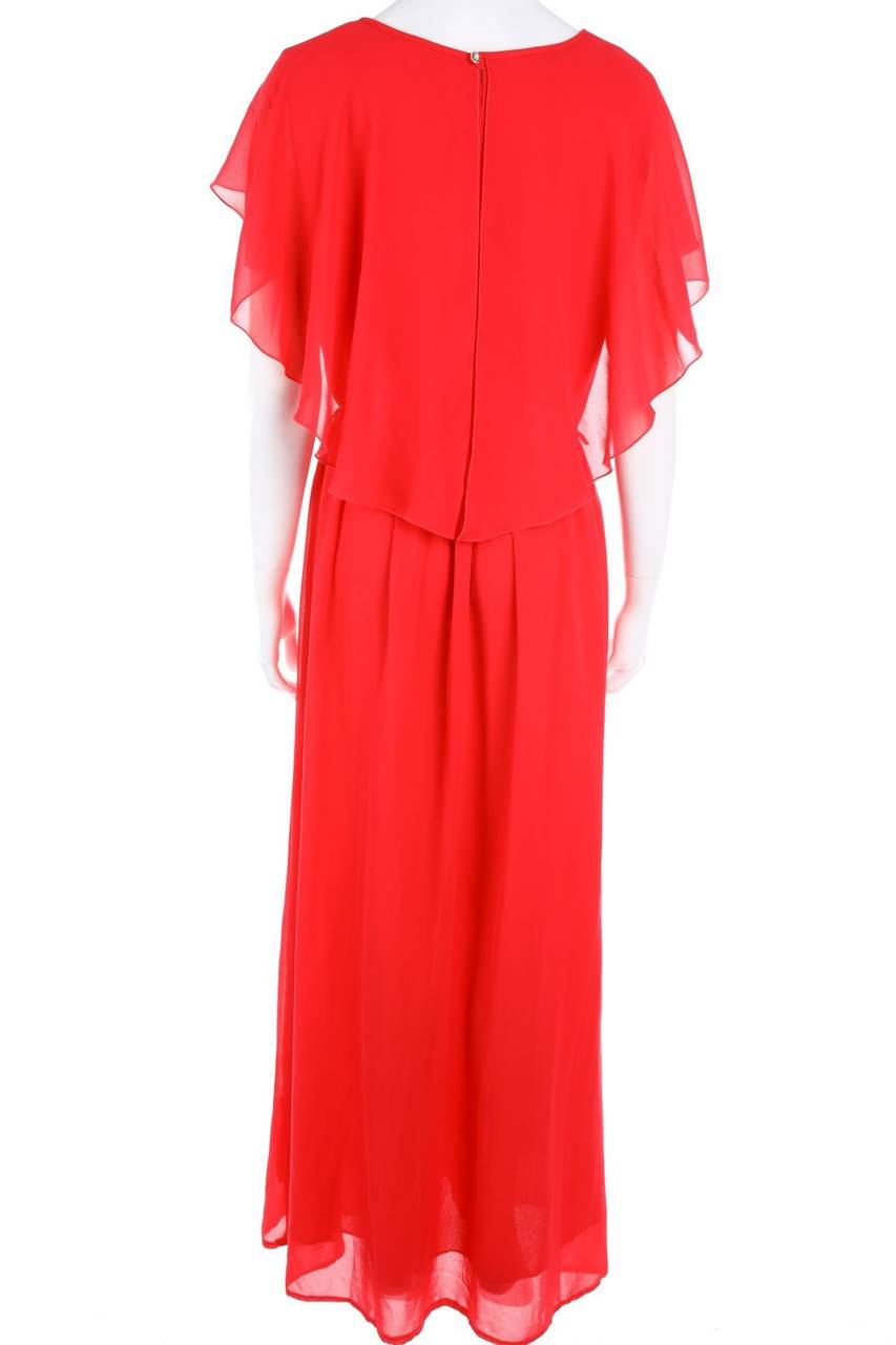 Carou HÖPFNER Vintage-Maxi-Abendkleid mit Volants 50% Rabatt mit kostenlosem Versand