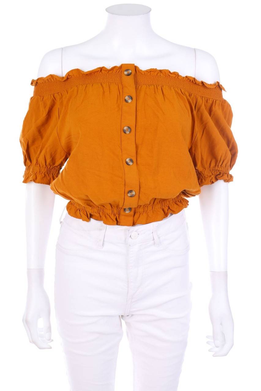 Carou H&M Carmen-Kurzarm-Bluse mit Rüschen Weihnachtsangebot