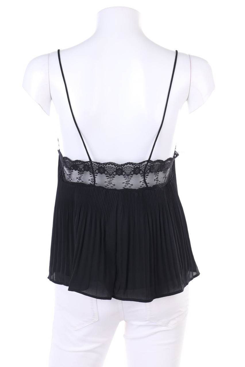 Carou ZARA Plissee-Blusentop mit Spitze Tiefpreis
