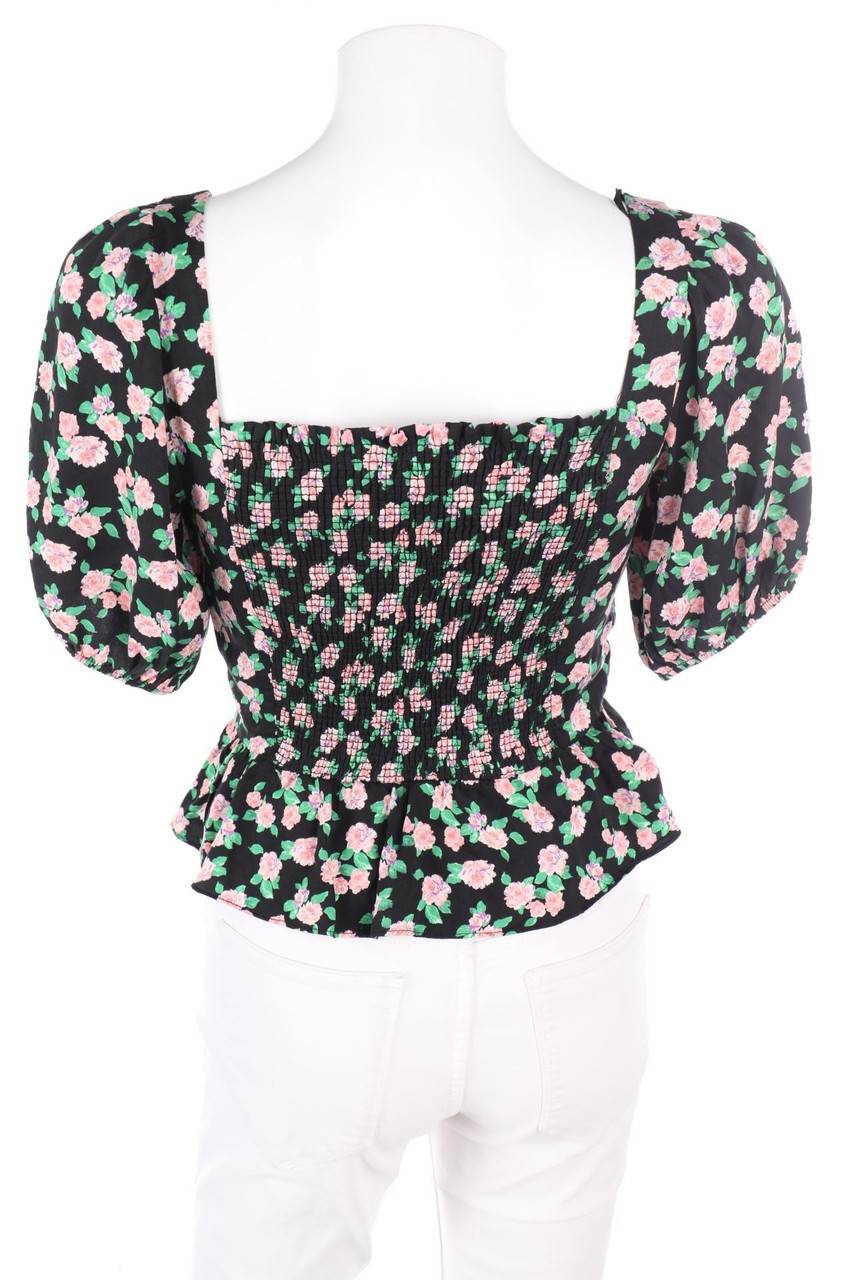 Carou ZARA Cropped-Kurzarm-Bluse mit Blumen-Print Räumungsverkauf