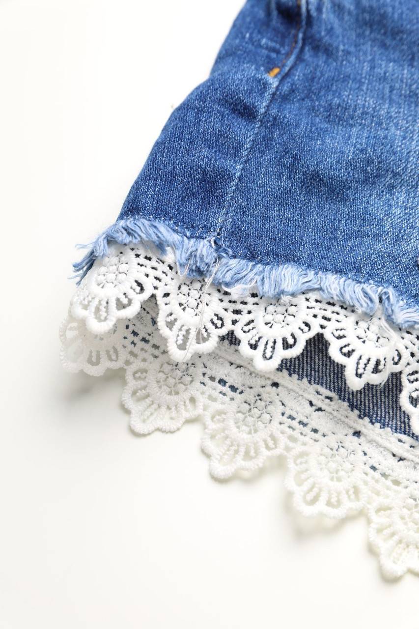 Carou AMISU Used Look Jeans-Shorts mit Spitze Günstiger Verkauf