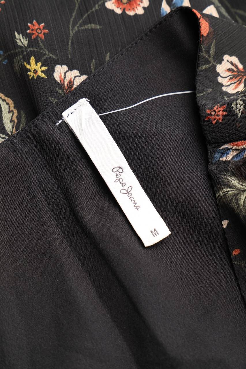 Carou Pepe Jeans Chiffon-Midikleid in Wickel-Optik mit floralem Muster Versandkostenfrei