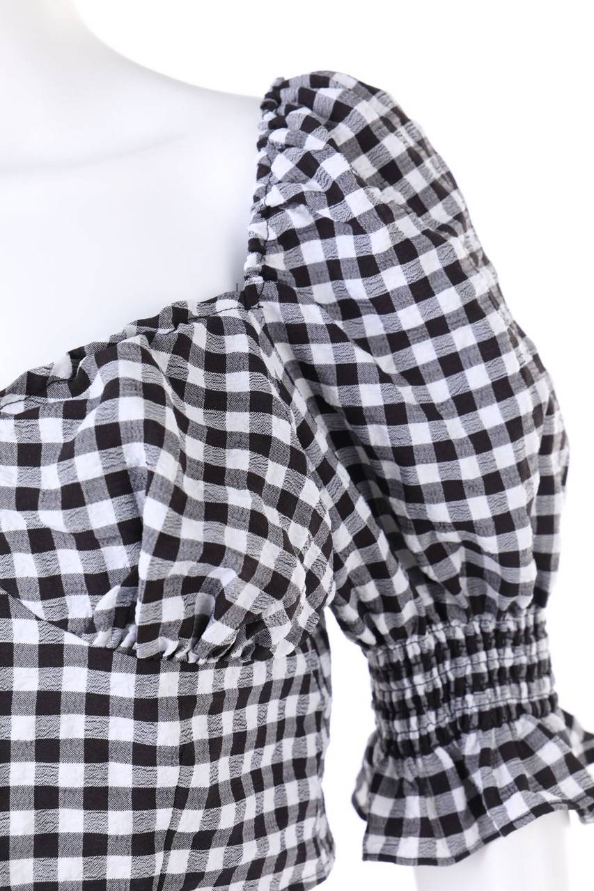 Carou H&M DIVIDED Cropped-Kurzarm-Bluse mit Puffärmeln Riesige Ersparnisse
