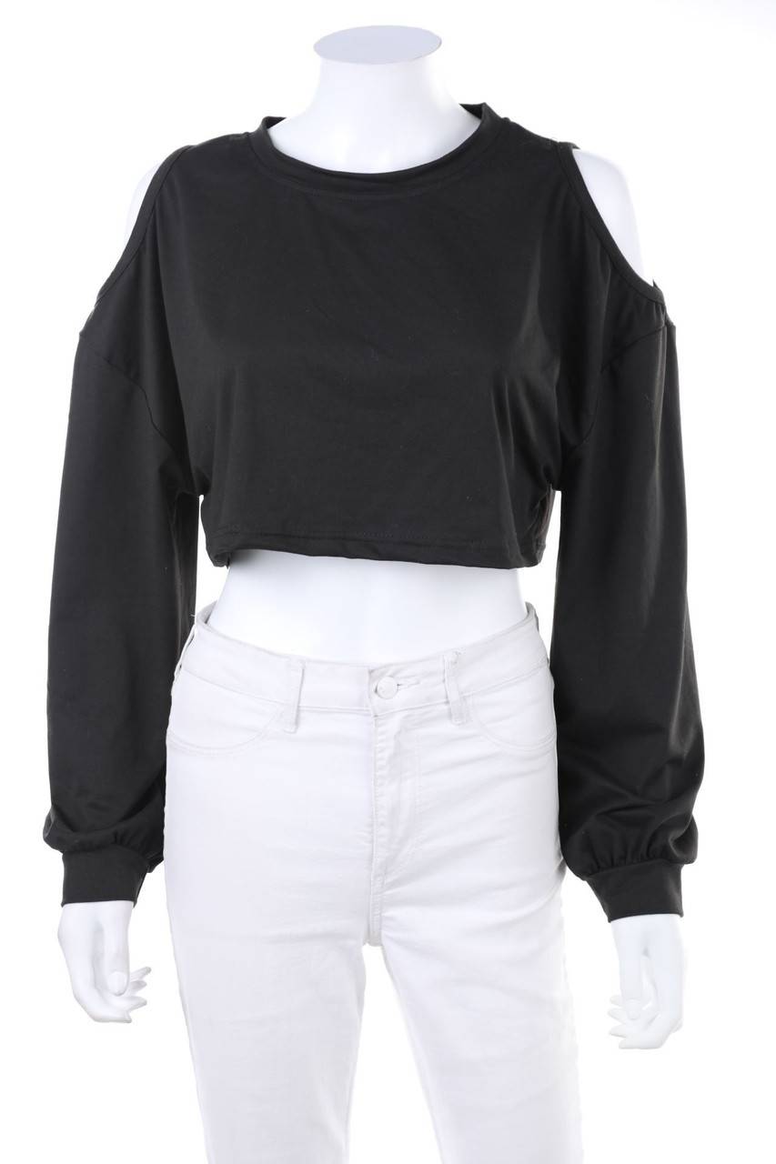 Carou Ohne Label Cold-Shoulder-Cropped-Shirt mit langem Ärmel Letzter Tag