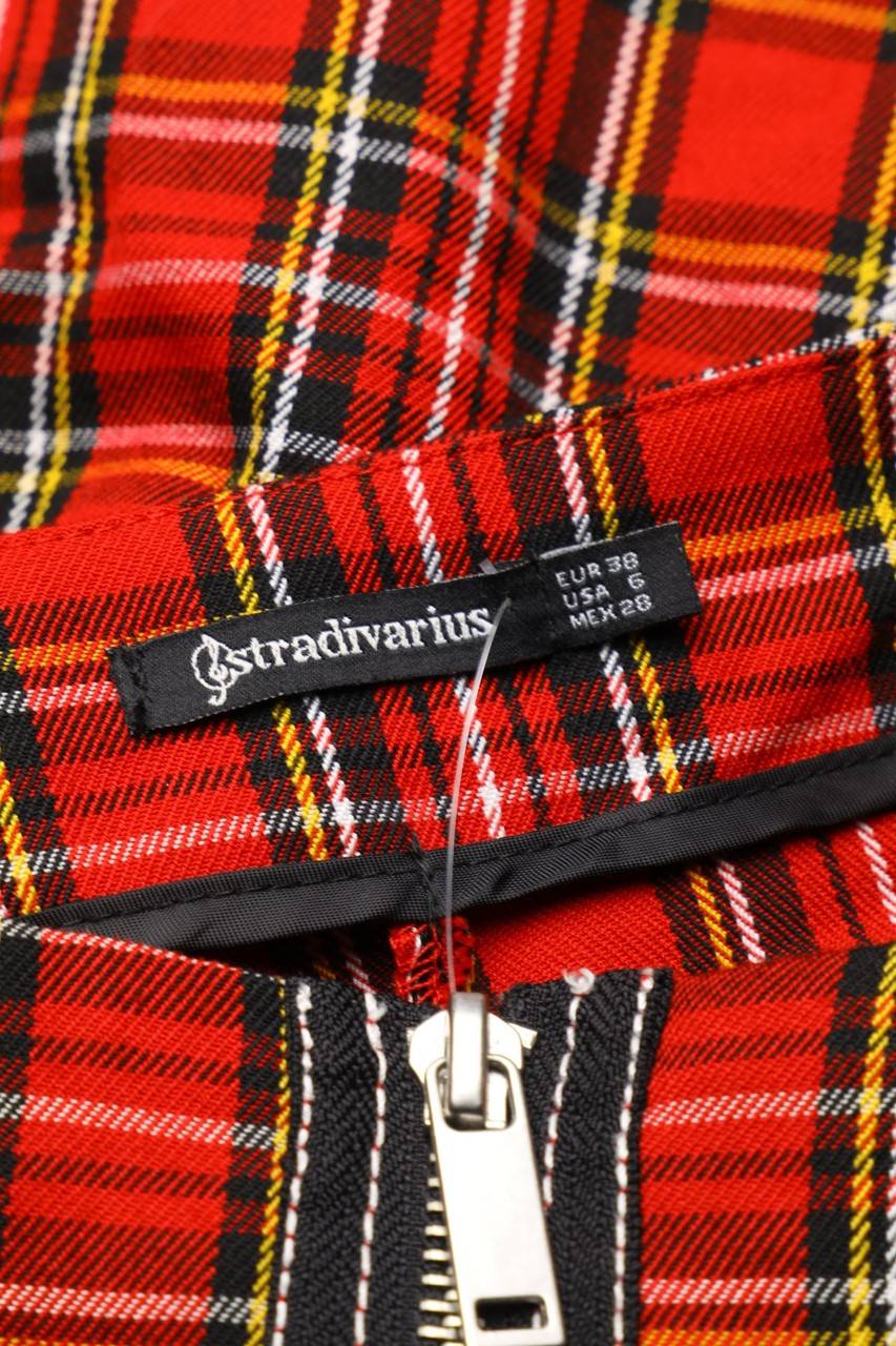 Carou Stradivarius Karo-Minirock mit Reißverschluss Fabrik Onlineshop