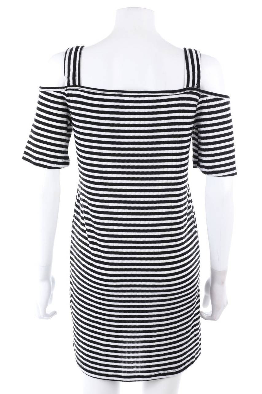 Carou Ohne Label Cold-Shoulder-Streifen-Minikleid mit Knöpfen Jubiläumsangebot