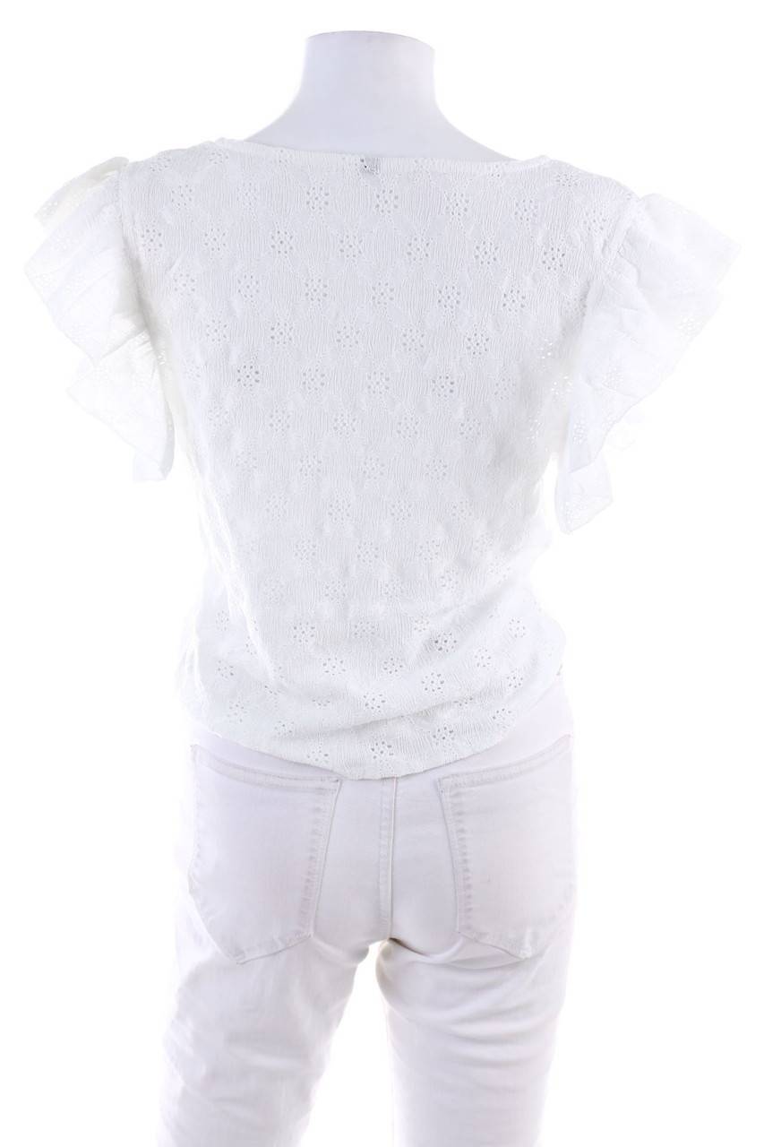 Carou Ohne Label Kurzarm-Bluse mit Lochspitze Letzte 3 Tage