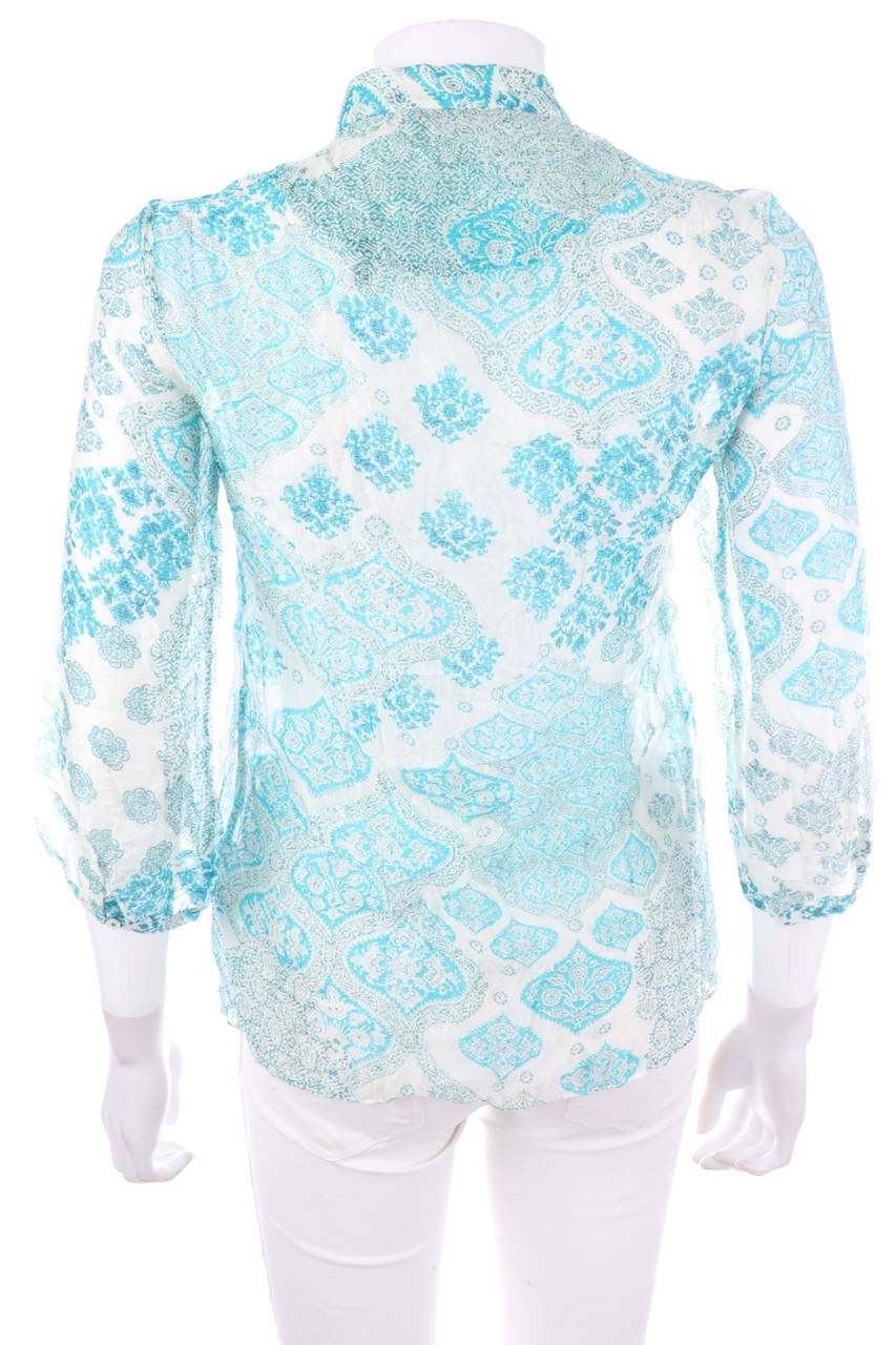 Carou Massimo Dutti Seiden-Bluse mit floralem Muster Kostenlose Rückgabe