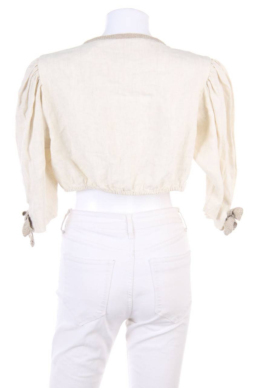 Carou SPORTALM KITZBÜHEL Cropped-Trachten-Bluse aus Leinen Lagerräumung