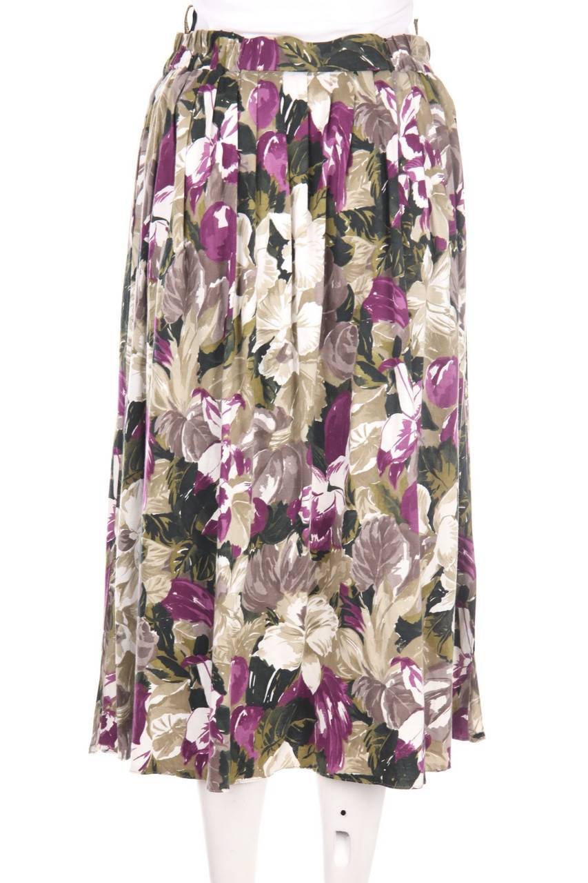 Carou VINTAGE Rock aus reiner Schurwolle mit Blumen-Print Tiefpreis