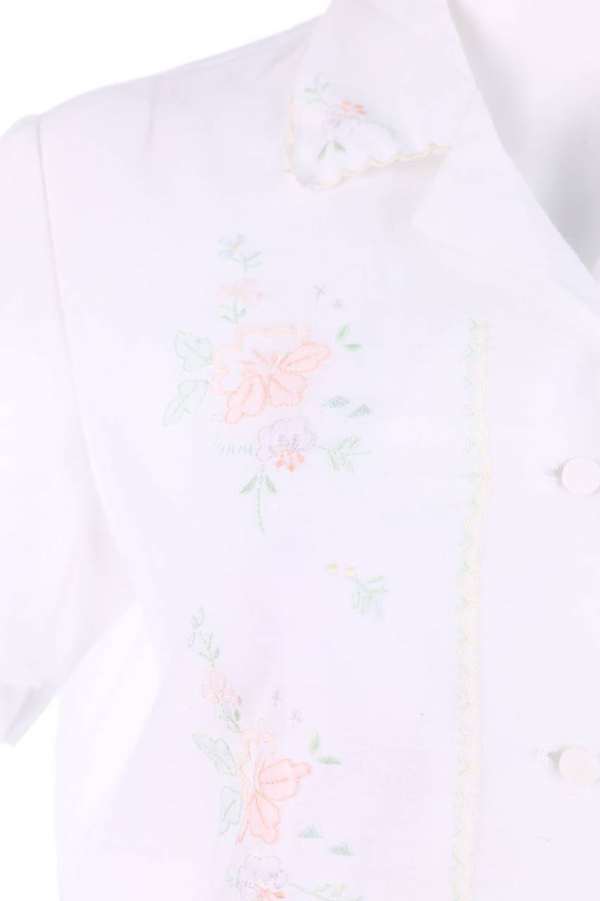 Carou VINTAGE Kurzarm-Bluse mit Stickereien Black Friday Preise