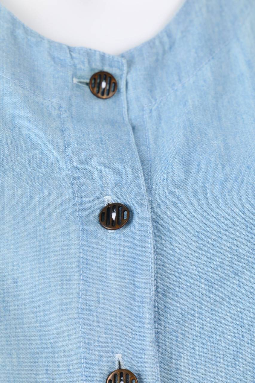 Carou VINTAGE Blusentop in Denim-Optik mit aufgesetzten Taschen Schlussverkauf