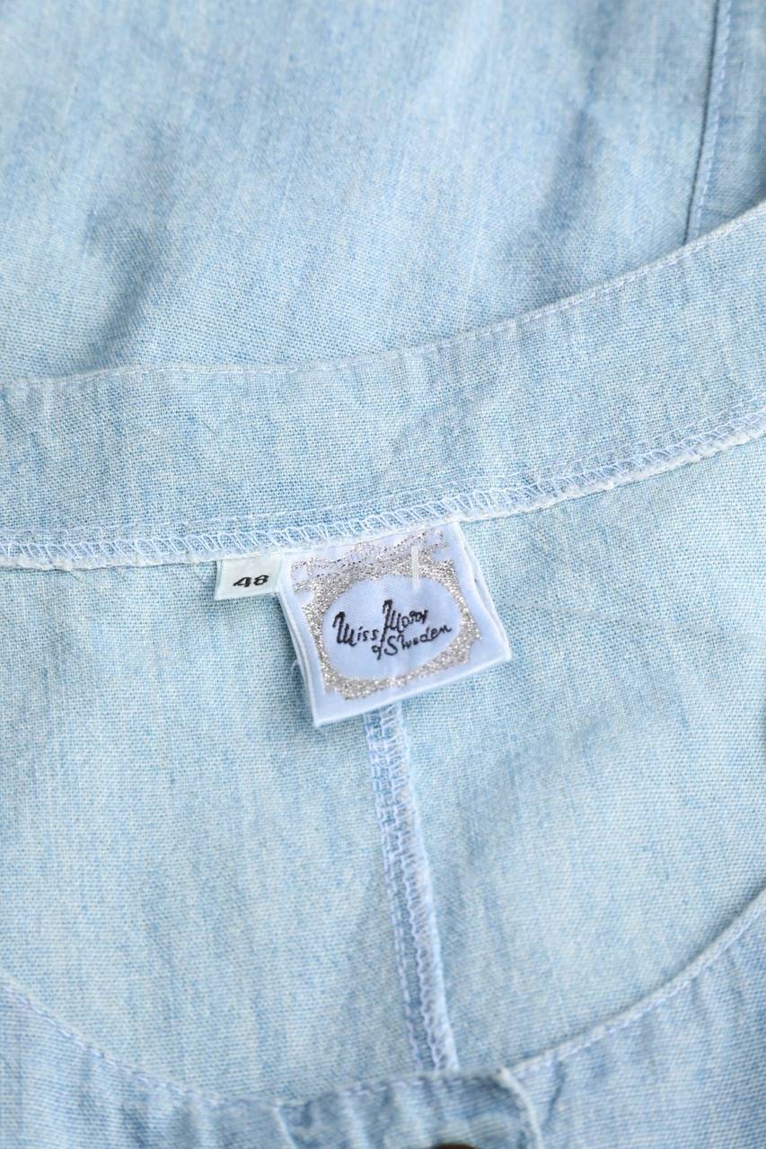 Carou VINTAGE Blusentop in Denim-Optik mit aufgesetzten Taschen Schlussverkauf