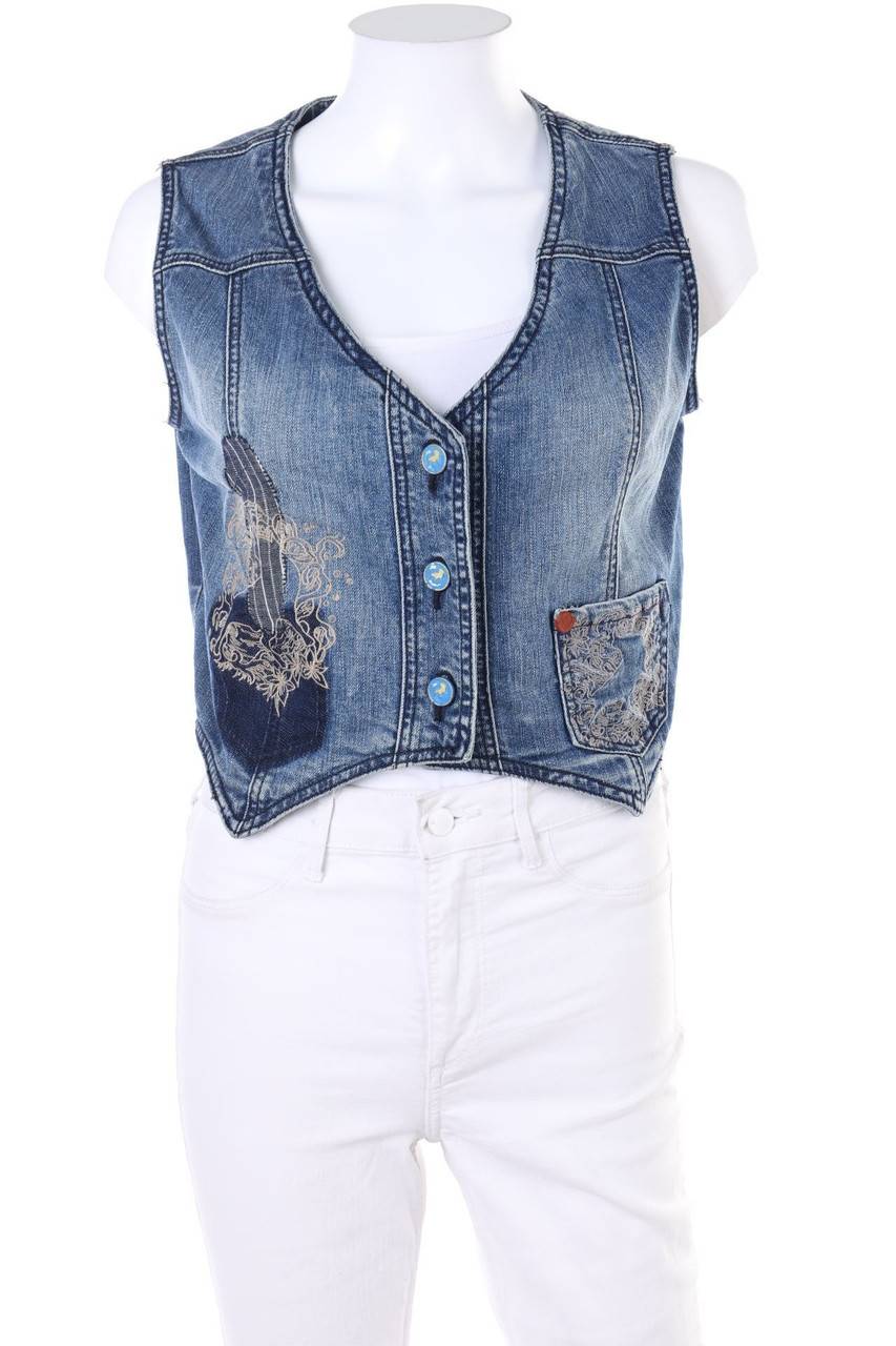 Carou Lois Denim-Weste mit Stickereien Flash Sale