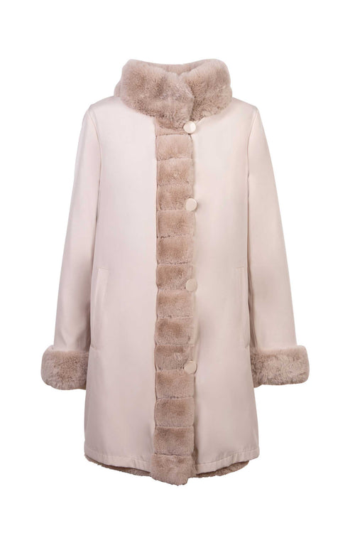 Petite M. Kunstpelz Jacke zum Wenden Creme Sonderangebot der Fabrik