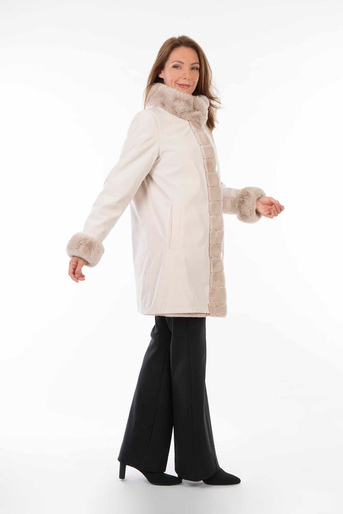 Petite M. Kunstpelz Jacke zum Wenden Creme Sonderangebot der Fabrik