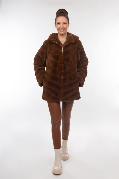 Petite M. Kunstpelz Jacke mit Reissverschluss und Kapuze Hotsell