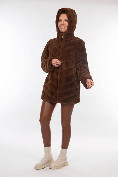Petite M. Kunstpelz Jacke mit Reissverschluss und Kapuze Hotsell