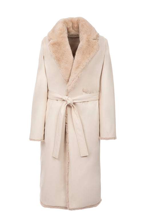 Petite M. Kunstfell Trenchcoat zum Wenden in Creme Blitzverkäufe