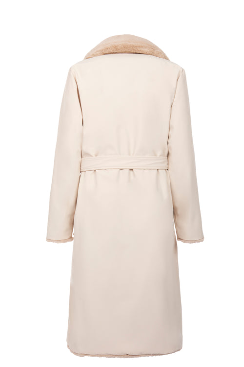Petite M. Kunstfell Trenchcoat zum Wenden in Creme Blitzverkäufe