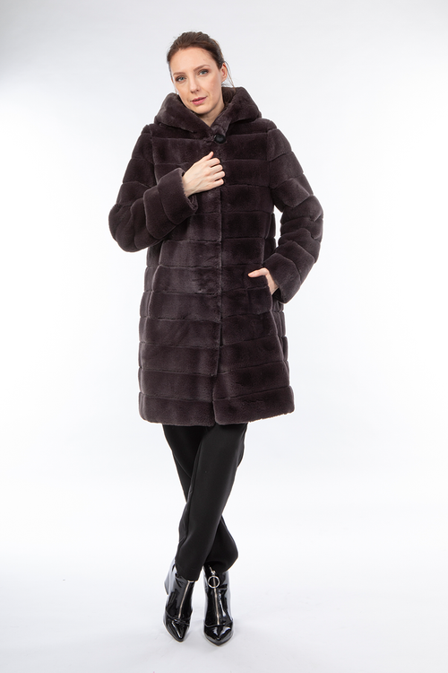 Petite M. Wendemantel mit Kapuze in Kunstfell und Microfaser, Braun/Schwarz Online Shopping