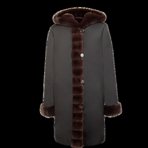 Petite M. Wendemantel mit Kapuze in Kunstfell und Microfaser, Braun/Schwarz Online Shopping
