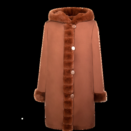 Petite M. Wendemantel mit Kapuze in Kunstfell und Microfaser, Farbe Cognac Exklusivangebot