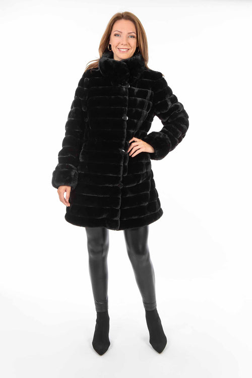 Petite M. Kunstpelz Jacke zum Wenden Schwarz Osterangebot