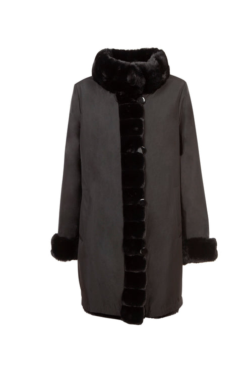 Petite M. Kunstpelz Jacke zum Wenden Schwarz Osterangebot