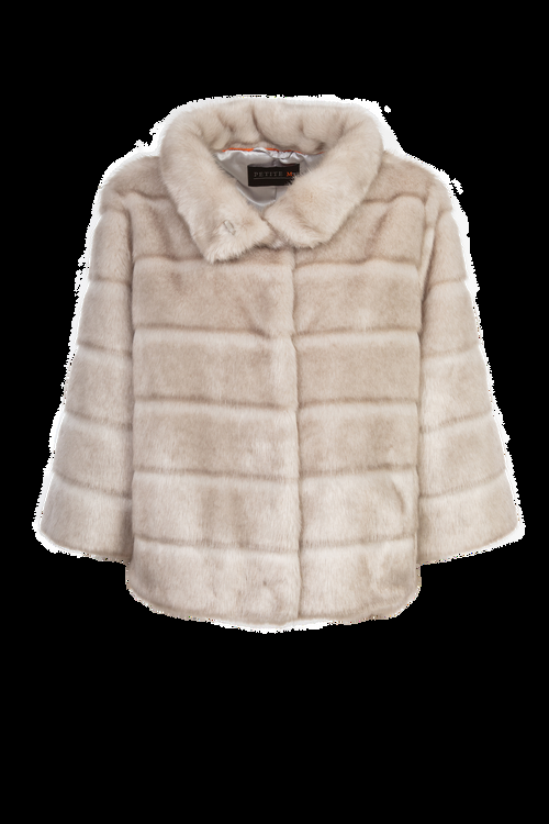 Petite M. Kurze Kunstpelzjacke in Silbergrau Valentinstagsangebot