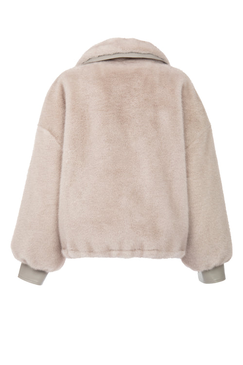 Petite M. Kunstpelz Bomberjacke in Silbergrau Zeitlich begrenztes Angebot