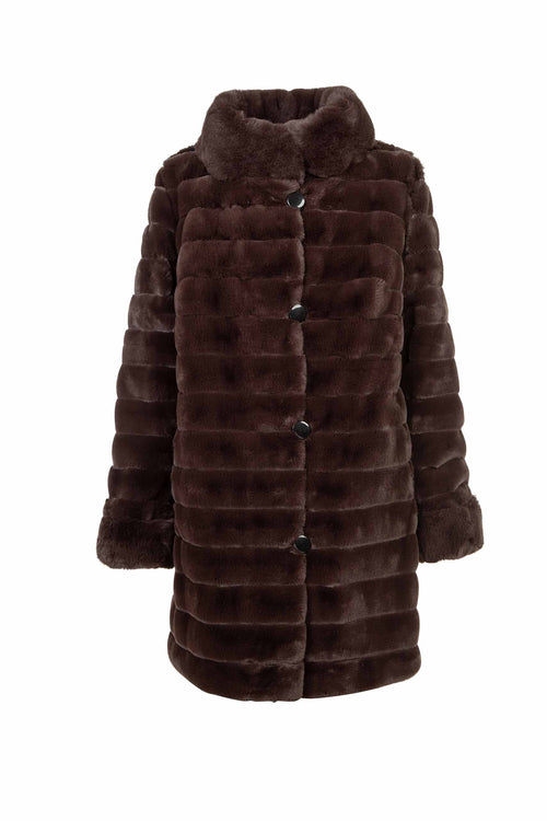 Petite M. Kunstpelz Jacke zum Wenden Schwarz - Braun Kostenlose Rückgabe