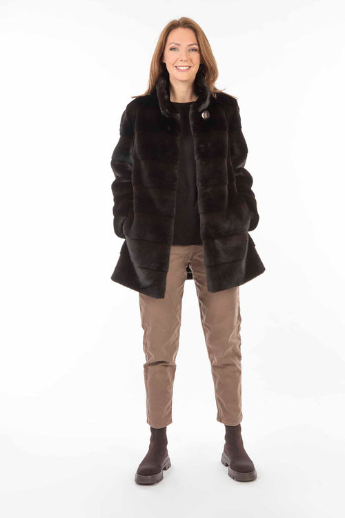 Petite M. Kunstfell Jacke Nerzoptik Schwarzbraun Outlet