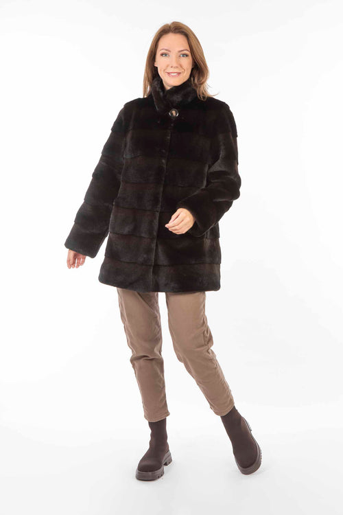 Petite M. Kunstfell Jacke Nerzoptik Schwarzbraun Outlet