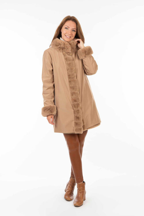 Petite M. Kunstpelz Jacke zum Wenden Camel Fabrikverkauf