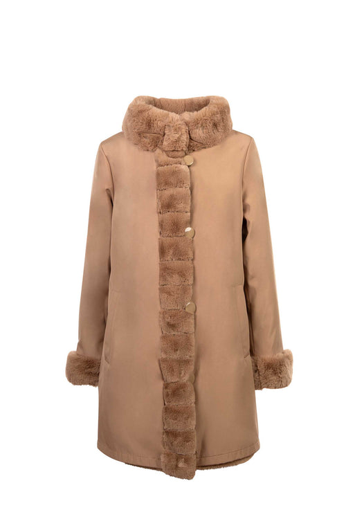 Petite M. Kunstpelz Jacke zum Wenden Camel Fabrikverkauf