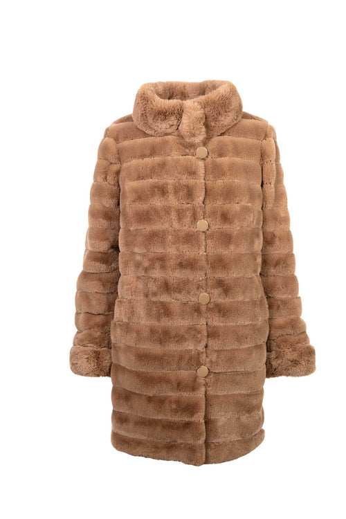 Petite M. Kunstpelz Jacke zum Wenden Camel Fabrikverkauf