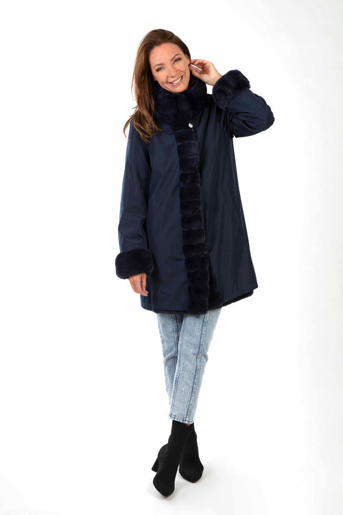 Petite M. Kunstpelz Jacke zum Wenden Blau Meist gekauft