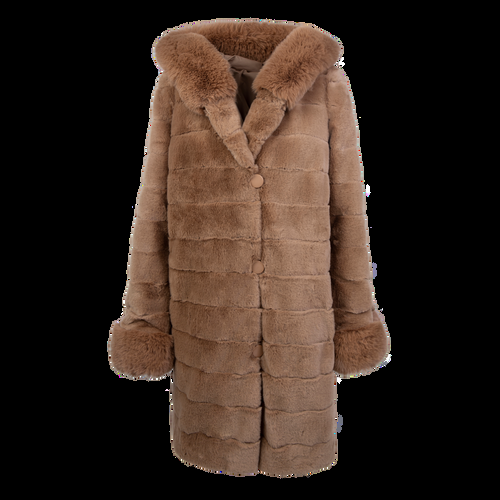 Petite M. Wendemantel mit Kapuze in Kunstfell und Microfaser, Farbe Camel Sonderangebot