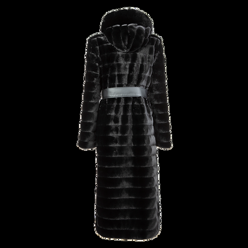 Petite M. Langer Kunstpelz Mantel mit Kapuze in Schwarz Black Friday