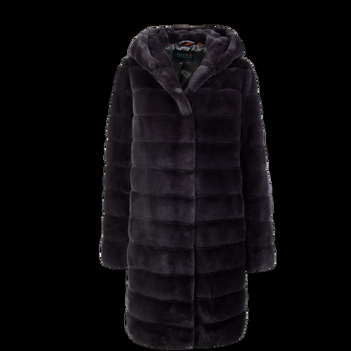 Petite M. Kunstpelz Kurzmantel mit Kapuze in Anthrazit Cyber Monday