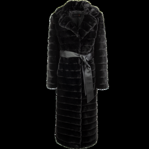 Petite M. Langer Kunstpelz Mantel in Schwarz Online Outlet