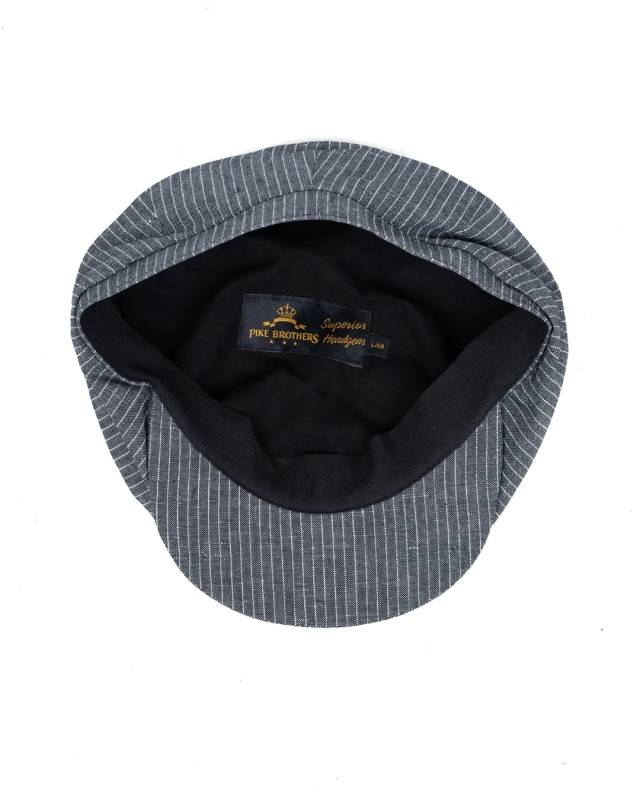 Pike Brothers 1928 Newsboy Cap grey striped linen 50% Rabatt mit kostenlosem Versand